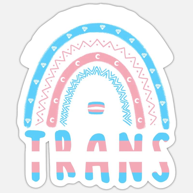 Transgender Boho Rainbow Trans - Sticker size S (10 x 10 cm) - white matte
