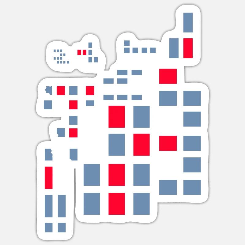 Pixel Pixelwelt abstrakt Stadtplan Krypto Style Sticker Größe S (10 x 10 cm)