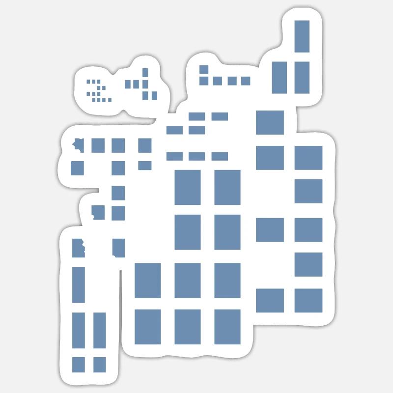 Pixel Pixelworld Abstract City Kypto Style Pattern - Sticker taille S (10 x 10 cm) - blanc mat