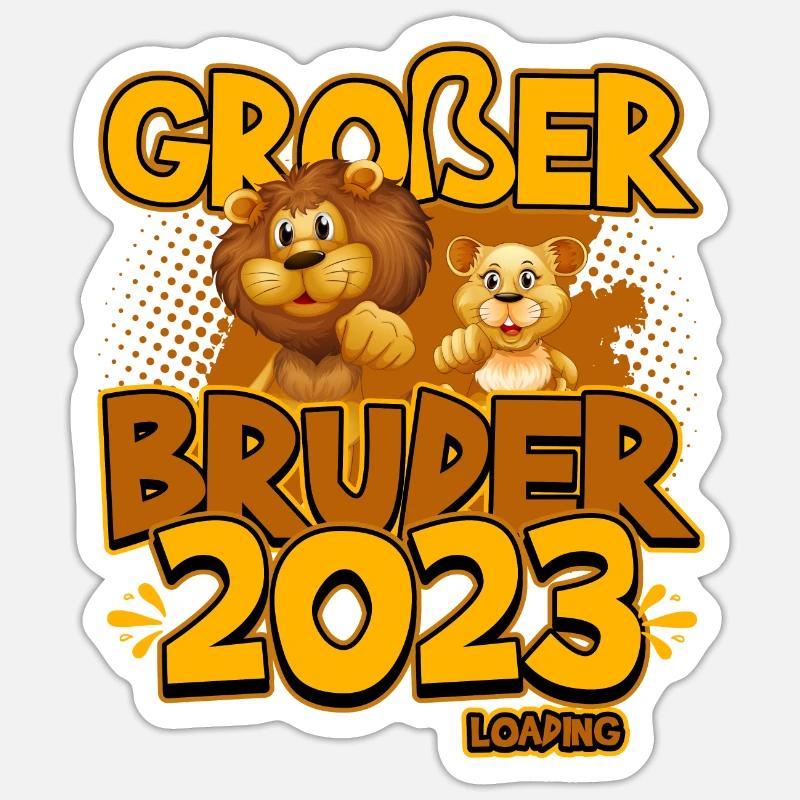 Ich werde Großer Bruder 2023 Loading Löwe - Sticker Größe S (10 x 10 cm) - Mattweiß