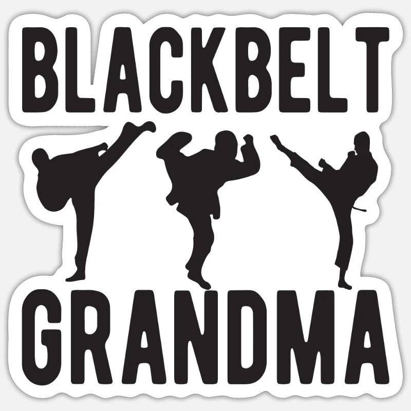 Schwarzer Gürtel Karate-Oma Karate Großmutter - Sticker Größe S (10 x 10 cm) - Mattweiß