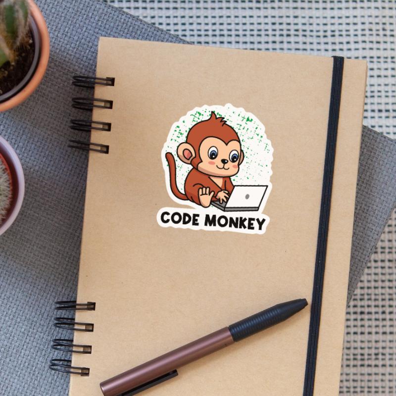 Code Monkey Programming Coder Computer Geek Develo Sticker Größe S (10 x 10 cm)
