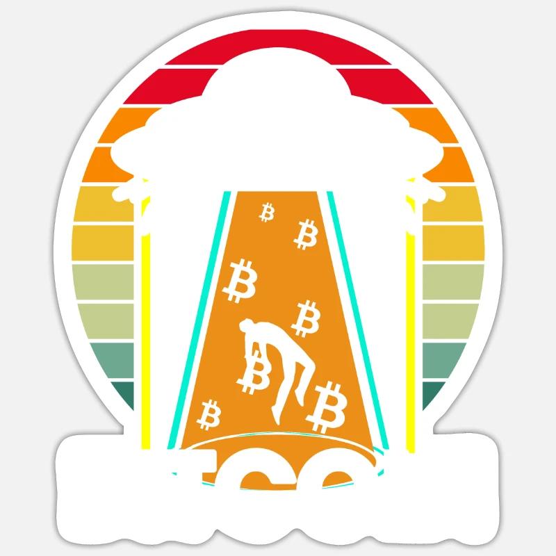 Bitcoin Alien - Sticker Größe S (10 x 10 cm) - Mattweiß