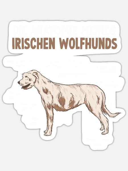 Irischer Wolfshund Anatomie lustiges Hundehalter - Sticker Größe S (10 x 10 cm) - Mattweiß