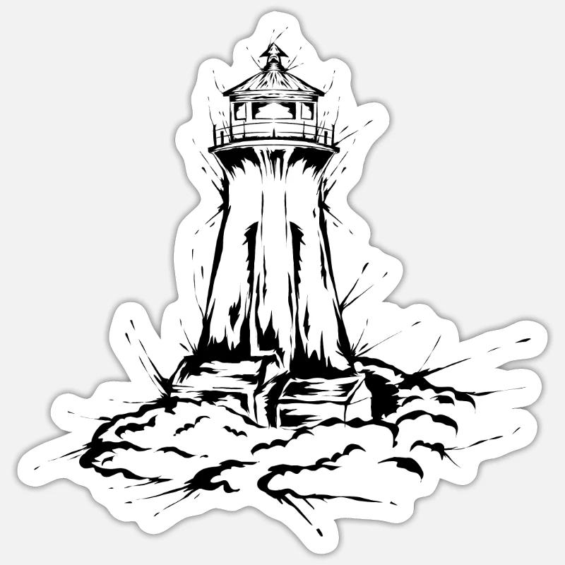Phare - Sticker taille S (10 x 10 cm) - blanc mat
