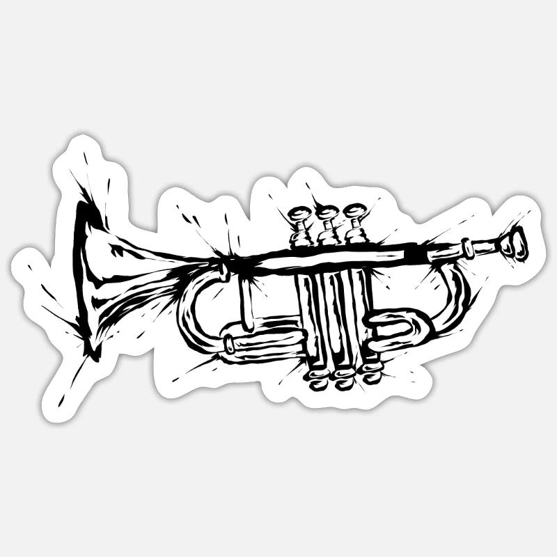Trompette - Sticker taille S (10 x 10 cm) - blanc mat