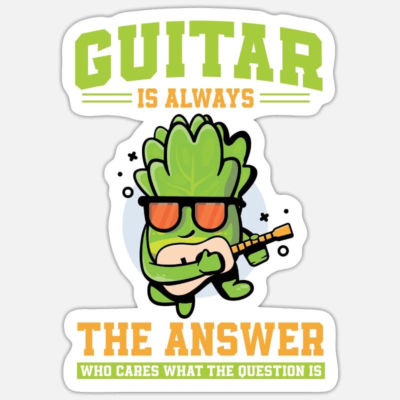 Lettuce Guitar - Sticker size S (10 x 10 cm) - white matte