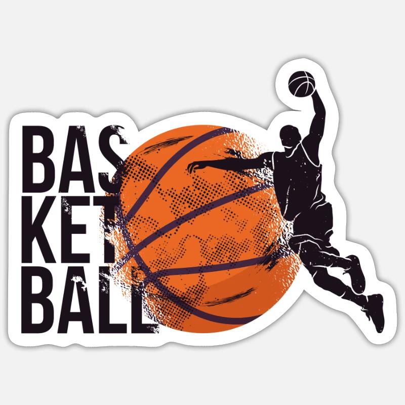 Basketteur Basketteur Basketteur Ballons de Basket-ball - Sticker taille S (10 x 10 cm) - blanc mat