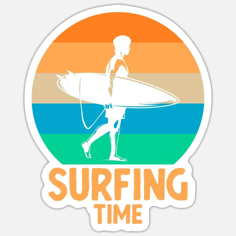 Temps de surf - Sticker taille S (10 x 10 cm) - blanc mat