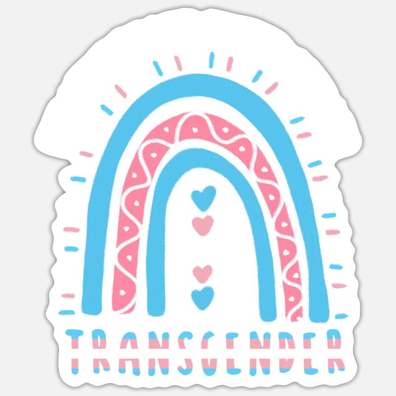 Trans Spruch Transgender Boho Regenbogen - Sticker Größe S (10 x 10 cm) - Mattweiß