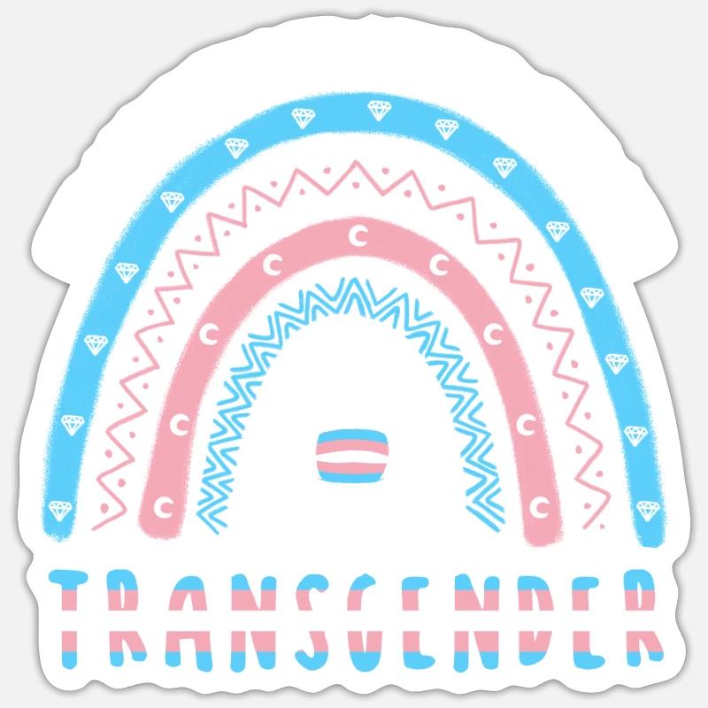 Boho Regenbogen Transgender - Sticker Größe S (10 x 10 cm) - Mattweiß