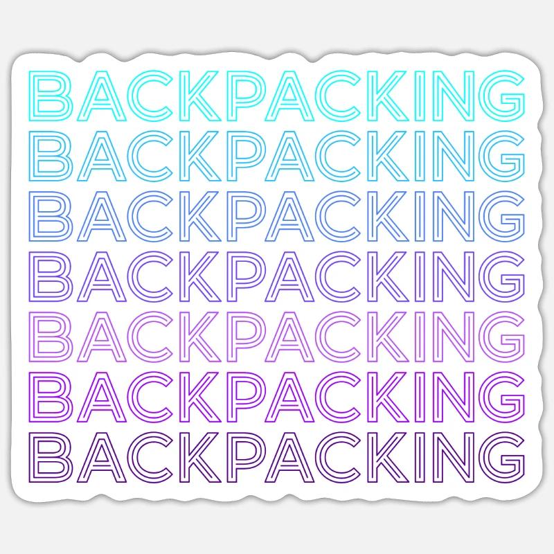 Backpacking Camping Wandern Retro - Sticker Größe S (10 x 10 cm) - Mattweiß