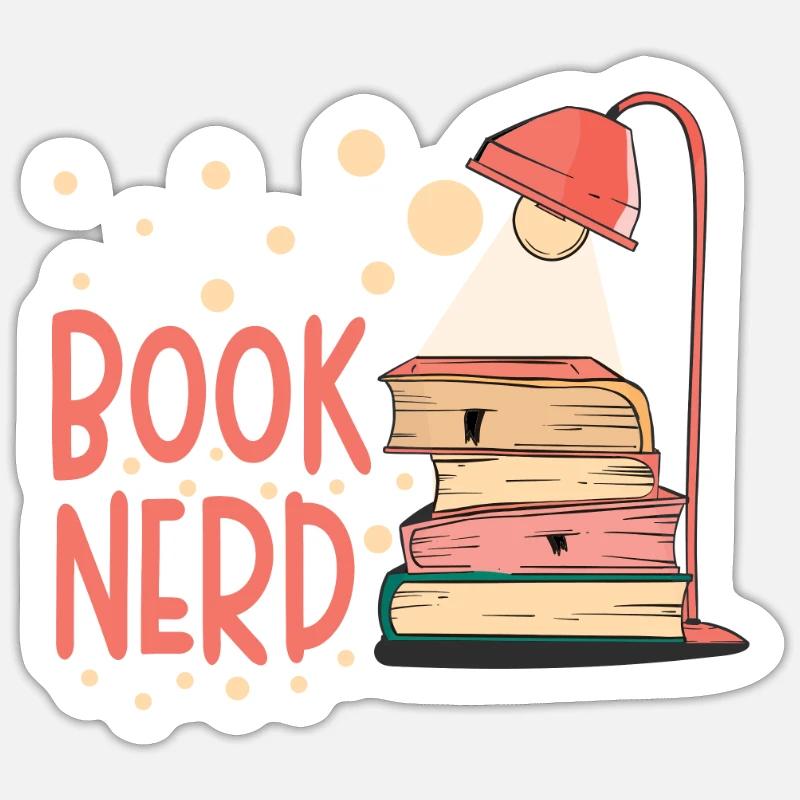 Book-nerd-bookworm-reading-book-reader Sticker size S (10 x 10 cm)