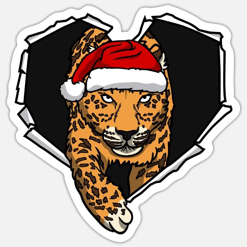 Leopard crack torn hole cap Xmas Sticker size S (10 x 10 cm)