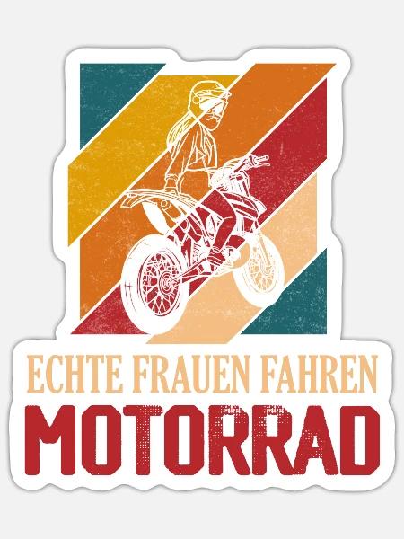 Echte Frauen fahren Motorrad Biken Biker Girl - Sticker Größe S (10 x 10 cm) - Mattweiß