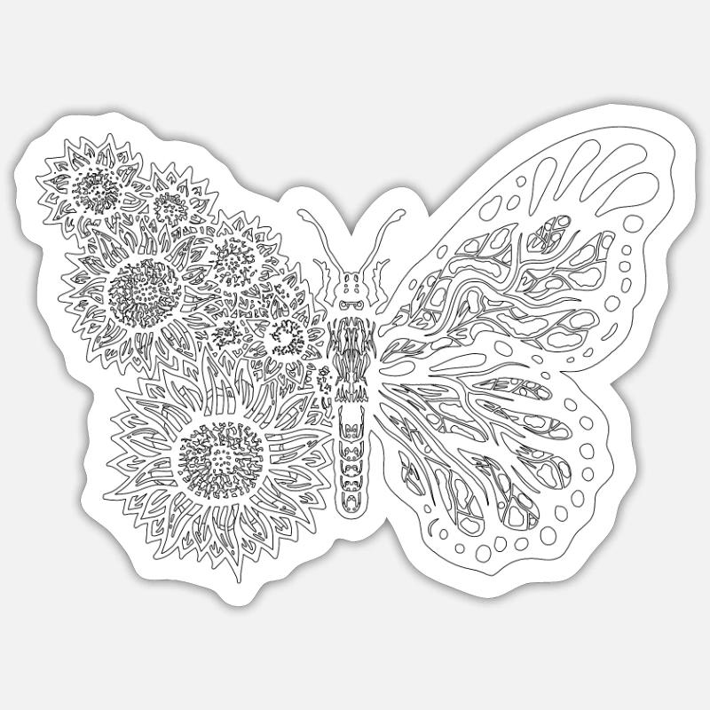 Papillon - Sticker taille S (10 x 10 cm) - blanc mat