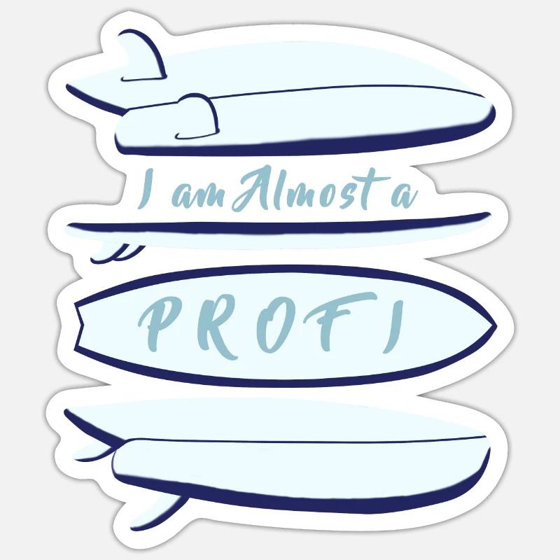 Fisch Surfbrett, Ich bin fast ein Profi Sticker Größe S (10 x 10 cm)