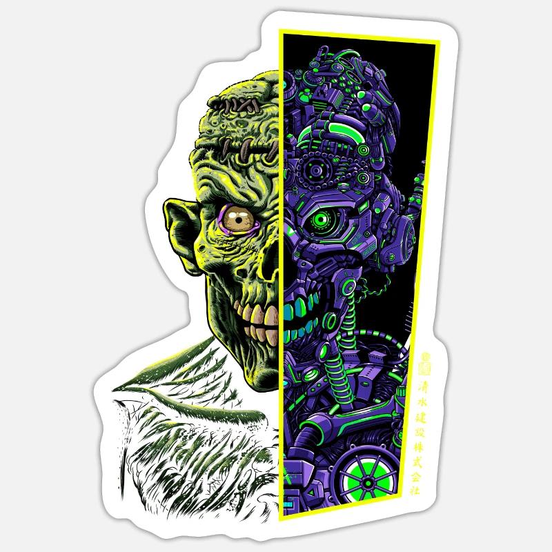 Zombie vs. Robots - Sticker size S (10 x 10 cm) - white matte