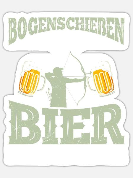Bogenschießen und Bier Männer - Sticker Größe S (10 x 10 cm) - Mattweiß