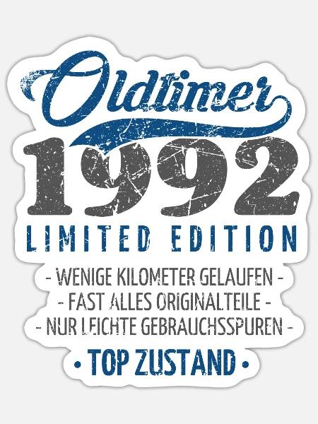 30 Jahre Oldtimer 1992 Jahrgang Geburtstag - Sticker Größe S (10 x 10 cm) - Mattweiß