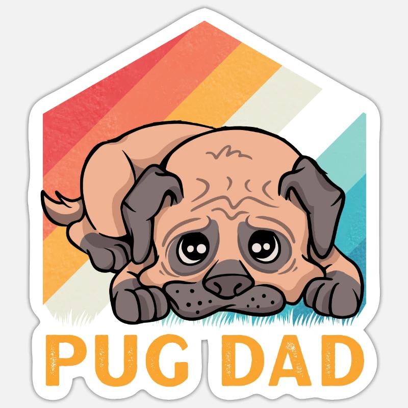 Pug Dad - Sticker size S (10 x 10 cm) - white matte