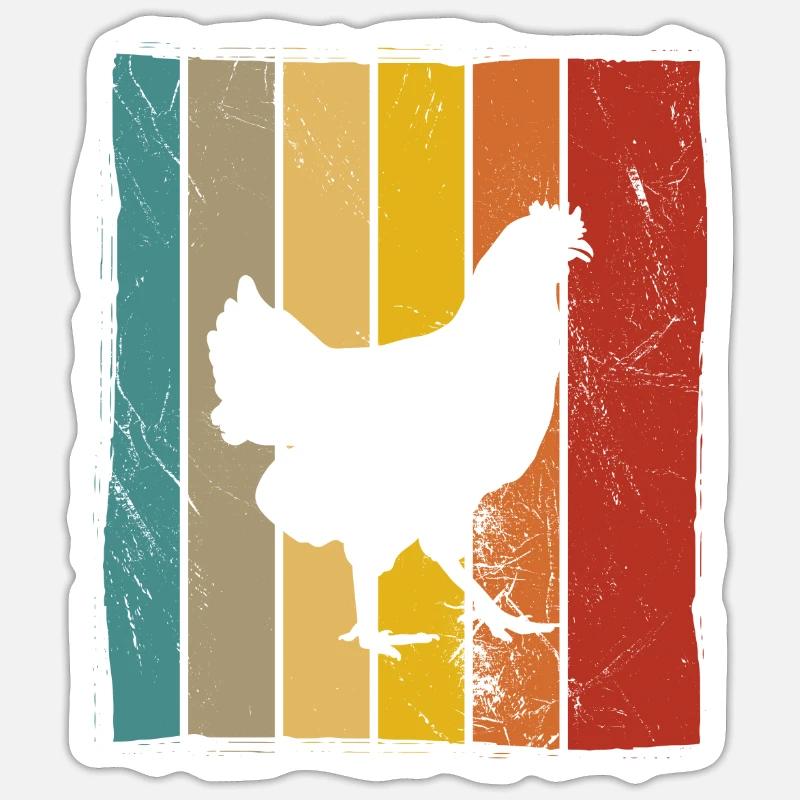 Chicken Farmer lover Retro vintage Gift idea - Sticker size S (10 x 10 cm) - white matte