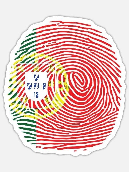 Portuguese country flag finger print - Sticker Größe S (10 x 10 cm) - Mattweiß