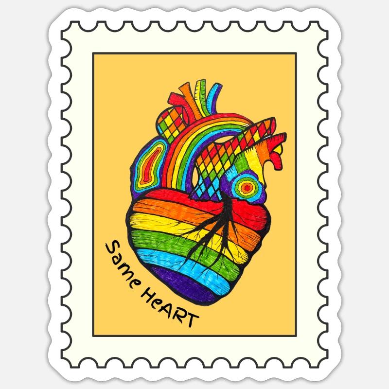 Rainbow heart . - Sticker size S (10 x 10 cm) - white matte