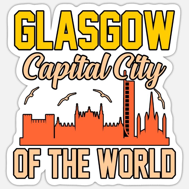 Cadeau de la capitale Glasgow - Sticker taille S (10 x 10 cm) - blanc mat