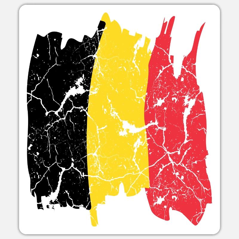 Drapeau de la Belgique - Sticker taille S (10 x 10 cm) - blanc mat