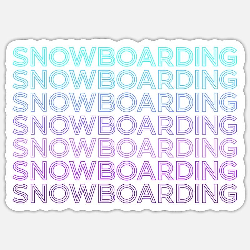 Snowboard Snowboard Snowboarder Rétro - Sticker taille S (10 x 10 cm) - blanc mat
