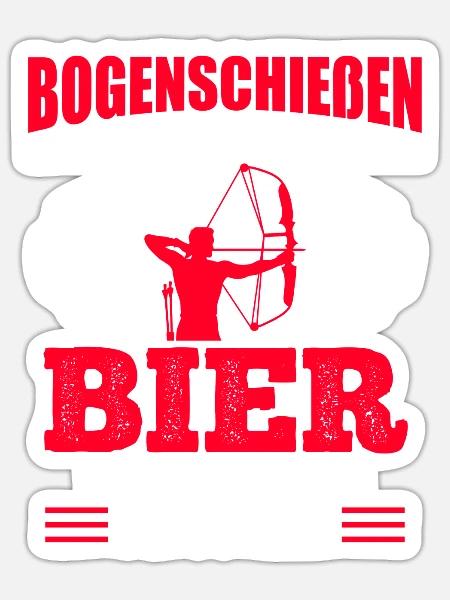 Bogenschießen und Bier Männer - Sticker Größe S (10 x 10 cm) - Mattweiß