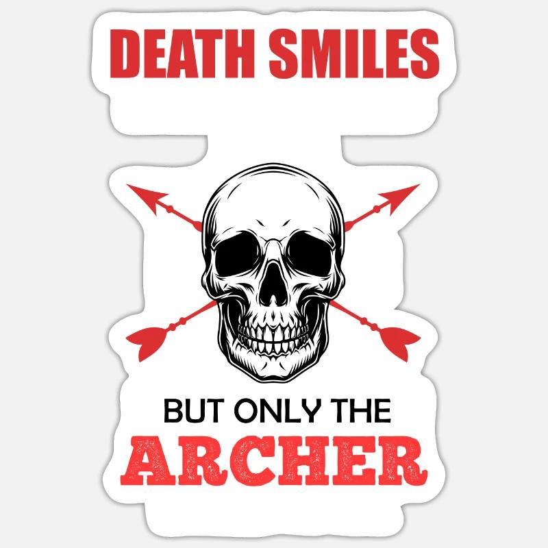 Bogenschütze lächelt Bogenschießen Spruch - Sticker Größe S (10 x 10 cm) - Mattweiß