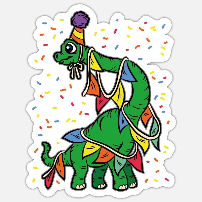 Geburtstagsfeier Dino - Sticker Größe S (10 x 10 cm) - Mattweiß