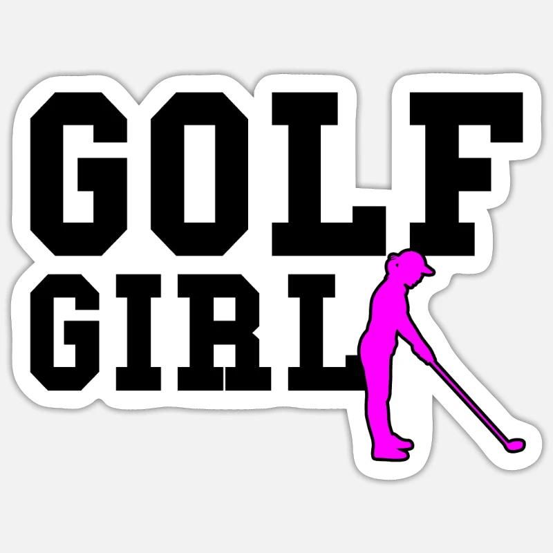 fille de golf - Sticker taille S (10 x 10 cm) - blanc mat