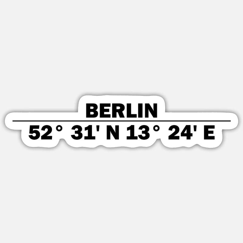 Coordonnées de Berlin - Sticker taille S (10 x 10 cm) - blanc mat