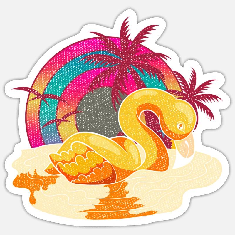 Flamant - Sticker taille S (10 x 10 cm) - blanc mat