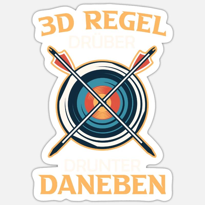 Drüber Drunter Daneben 3D Regel Bogenschießen Sticker Größe S (10 x 10 cm)