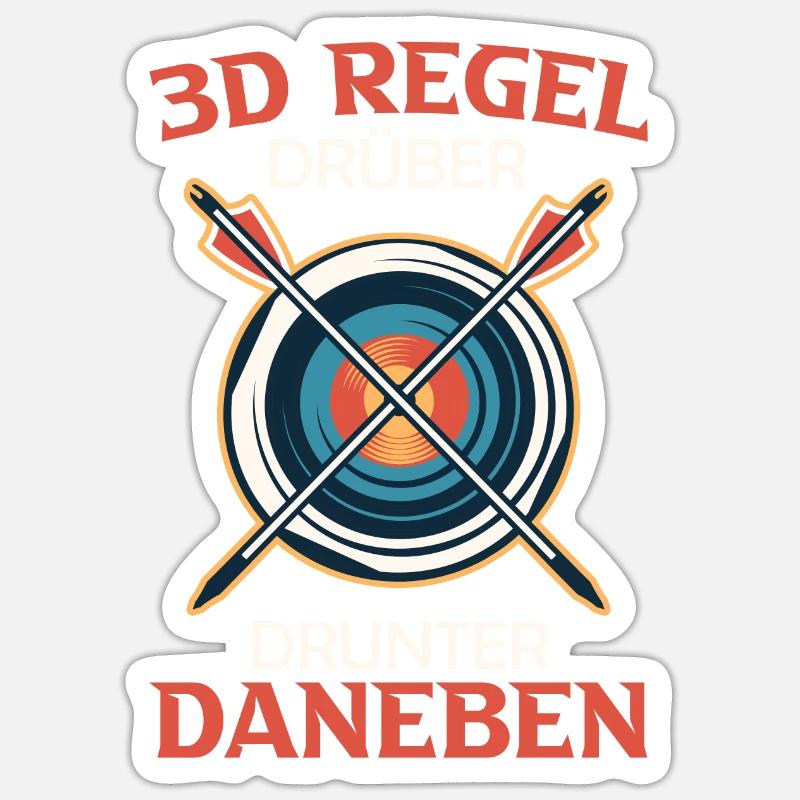 Drüber Drunter Daneben 3D Regel Bogenschießen Sticker Größe S (10 x 10 cm)