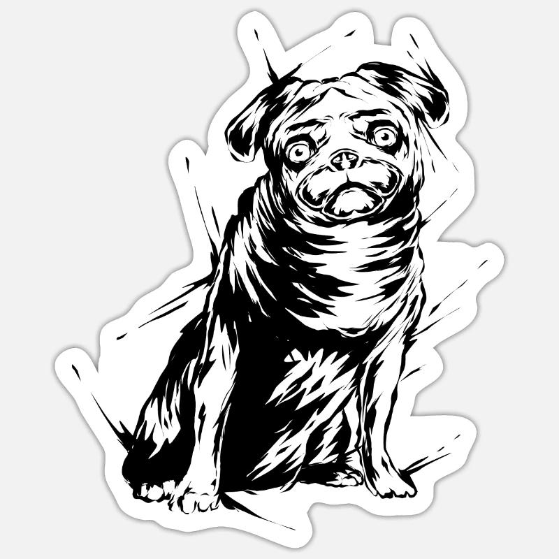 Mops Sticker Größe S (10 x 10 cm)