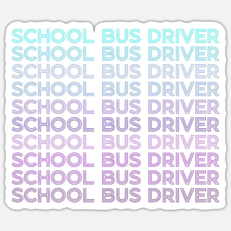 Schulbusfahrer Retro - Sticker Größe S (10 x 10 cm) - Mattweiß