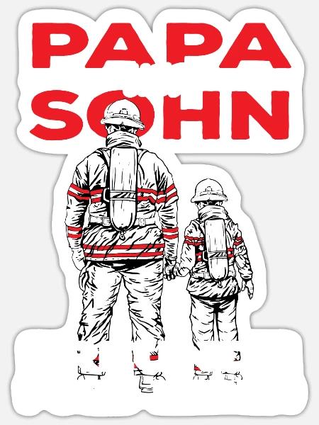 Feuerwehr Vater Sohn Partnerlook - Sticker Größe S (10 x 10 cm) - Mattweiß