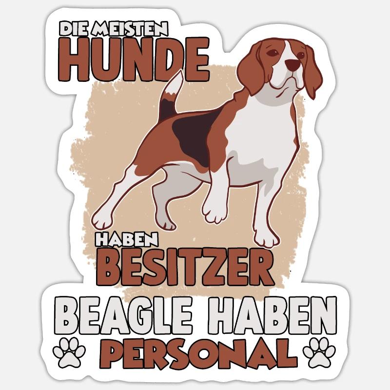 Beagle Hundebesitzer lustiges Jagdhund Gassi - Sticker Größe S (10 x 10 cm) - Mattweiß