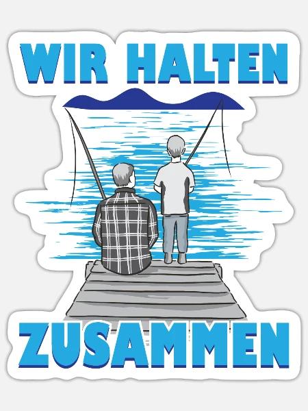 Angeln Vater Sohn Partnerlook - Sticker Größe S (10 x 10 cm) - Mattweiß