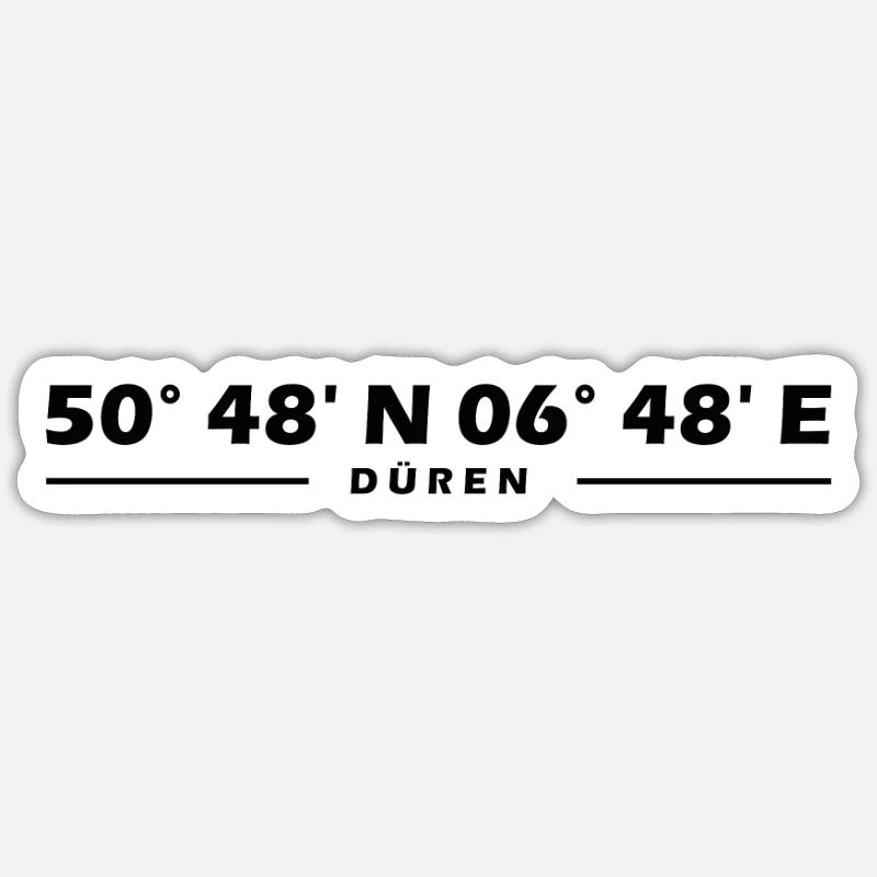 Coordonnées de Düren - Sticker taille S (10 x 10 cm) - blanc mat