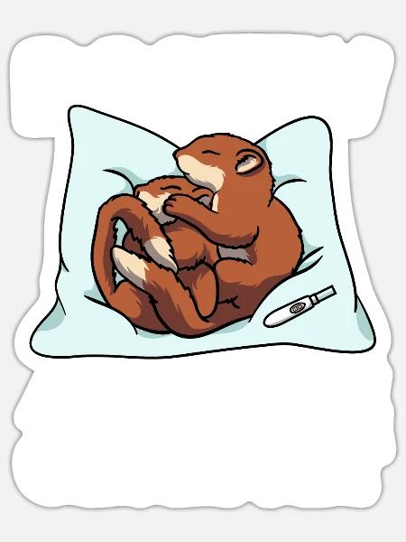 Eichhörnchen Positiv Auf Müde Getestet Schlafshirt - Sticker Größe S (10 x 10 cm) - Mattweiß