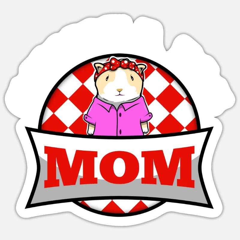 COCHON D’INDE MAMAN - Sticker taille S (10 x 10 cm) - blanc mat