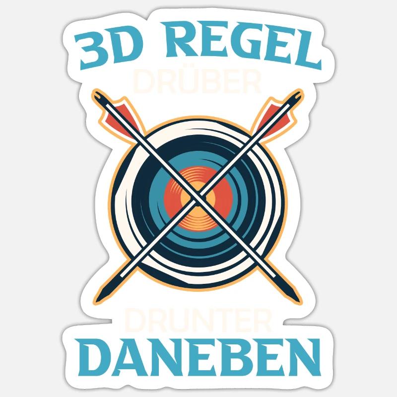 Drüber Drunter Daneben 3D Regel Bogenschießen Sticker Größe S (10 x 10 cm)