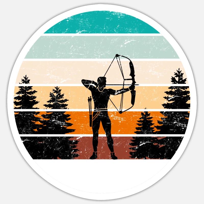Vintage Bogenschütze Compoundbogen Bogenschießen Sticker Größe S (10 x 10 cm)