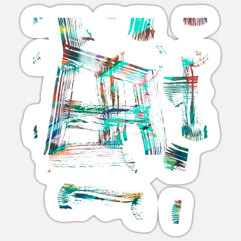 muster ,graffiti,bunt,malerei,kunst,türkis - Sticker Größe S (10 x 10 cm) - Mattweiß